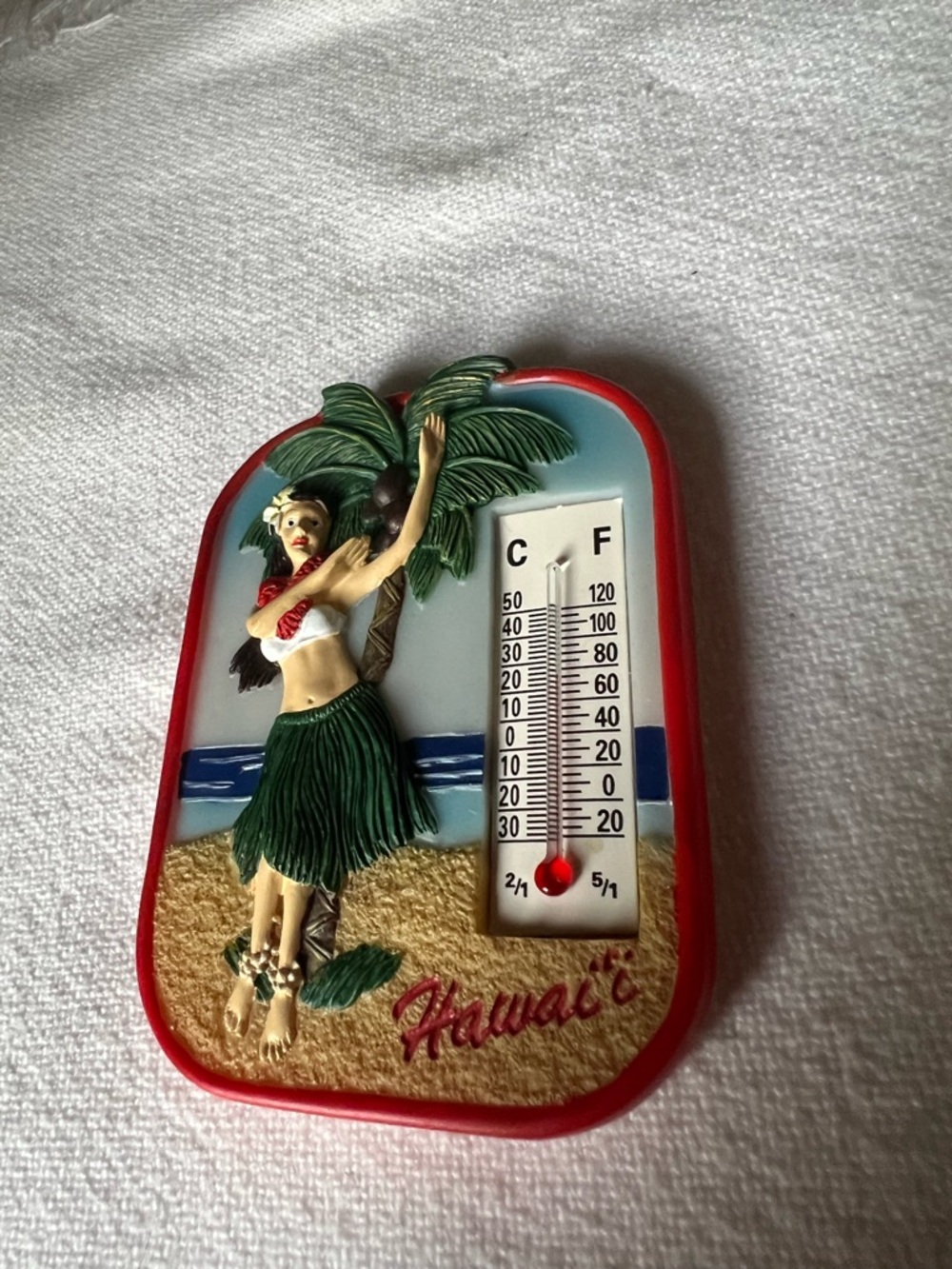 vintage-style, Hawaii-themed thermometer features a decorative hula girl - Picture 6 of 8